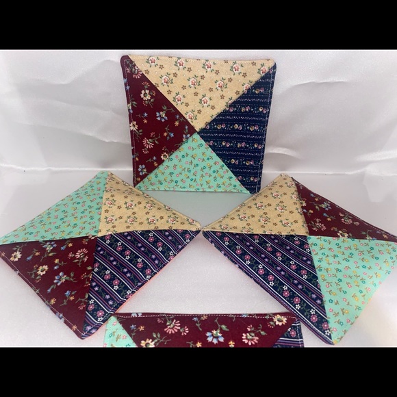 Homemade Floral Fabric Coasters - Picture 2 of 4